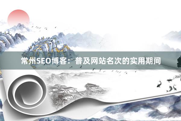 常州SEO博客：普及网站名次的实用期间