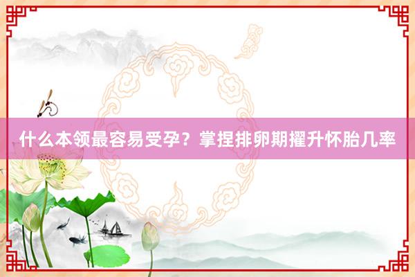 什么本领最容易受孕？掌捏排卵期擢升怀胎几率